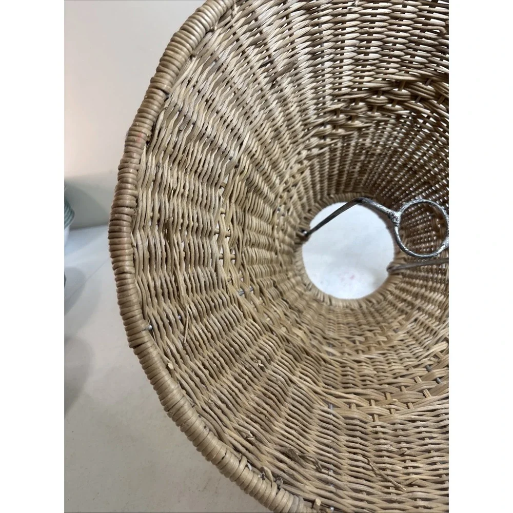 Woven Wicker Lamp Shade Handmade In Africa Boho-Chic Country Cottage 8